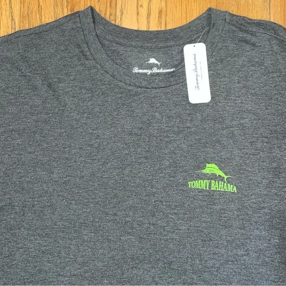 Tommy Bahama Men's Graphic Tee Size 2XLB COAL HTHR 100% Cotton PICK UP LIME NEW - Picture 4 of 4